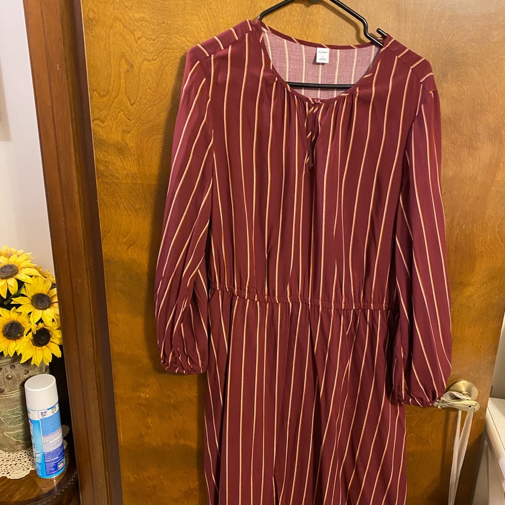 Burgundy striped dress
